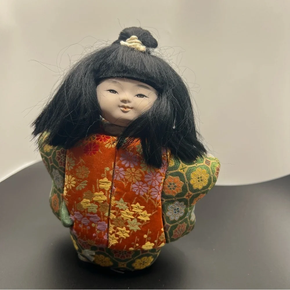 Vintage Japanese Kimekomi Doll Silk Kimono Traditional Folk Craft Japan